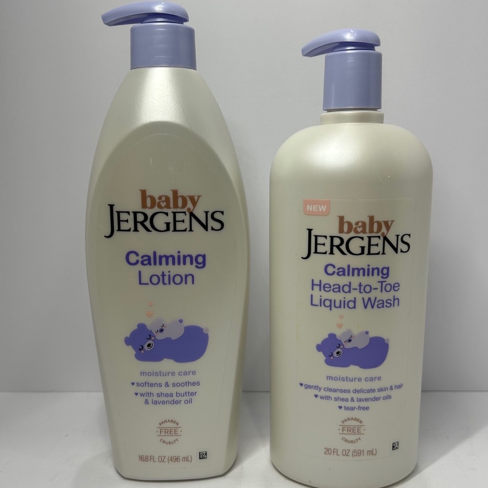 Baby Jergens Calming Lotion 16.8oz & Head-to-Toe Liquid Wash 20oz Lavender Set